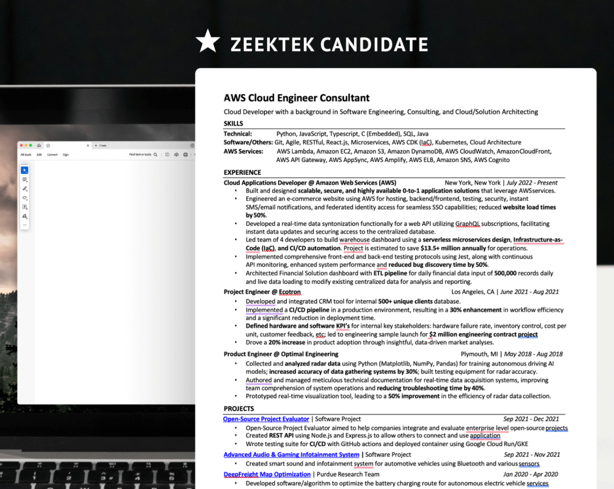 Zeektek Candidate Resume sample